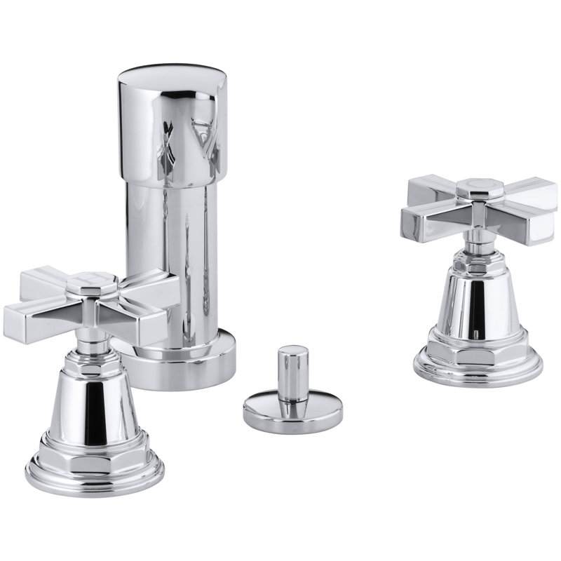 Pinstripe® Vertical Spray Bidet Faucet with Cross Handles, Polished Chrome