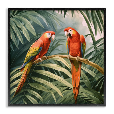 «Parrot Duo in Rainforest», art de la giclée encadrée par Steve Hunziker