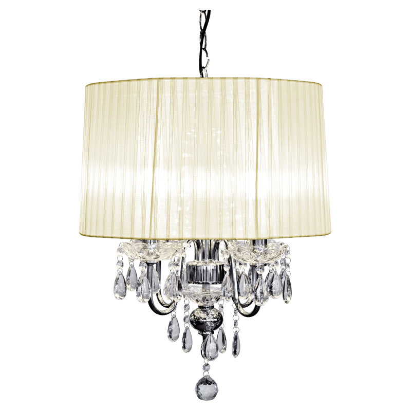 Warwick 4 - Light Drum Chandelier, Cream, Silver