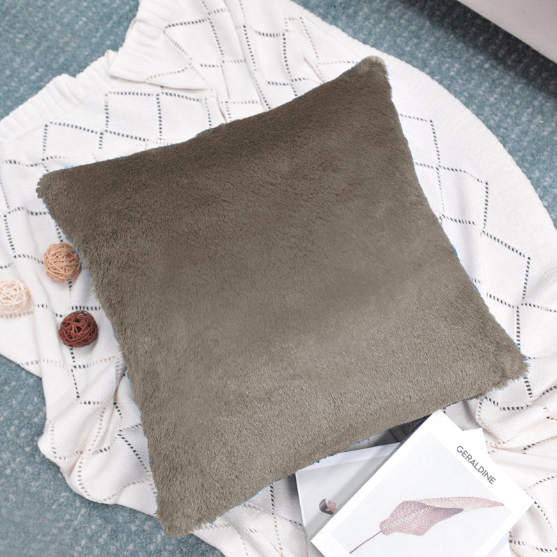 Housse de coussin réversible en fausse fourrure, Noir minuit