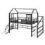 Lit mezzanine en métal avec glissières, escaliers et tablettes de rangement-1115261650