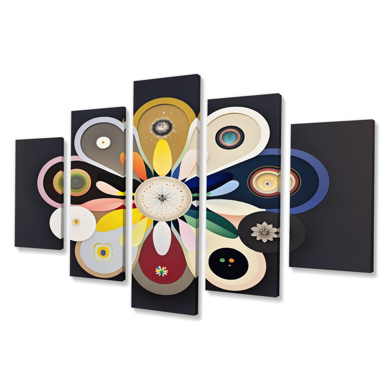 «Serendipity Mysticisim Of Mind Spiritual Art I», reproduction d'art sur toile géométrique moderne - 5 panneaux