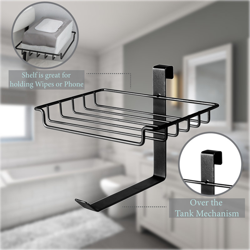 Matte Black Over-the-Tank Toilet Paper Holder with Shelf