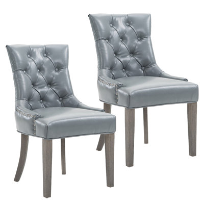 52.71 cm H Tufted Upholstered Dining Chair in Grey