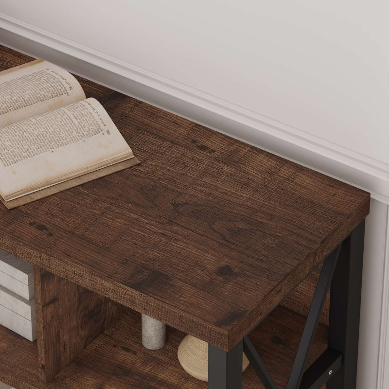 Bibliothèque en bois Guinna, Brun rustique, 8 cubes