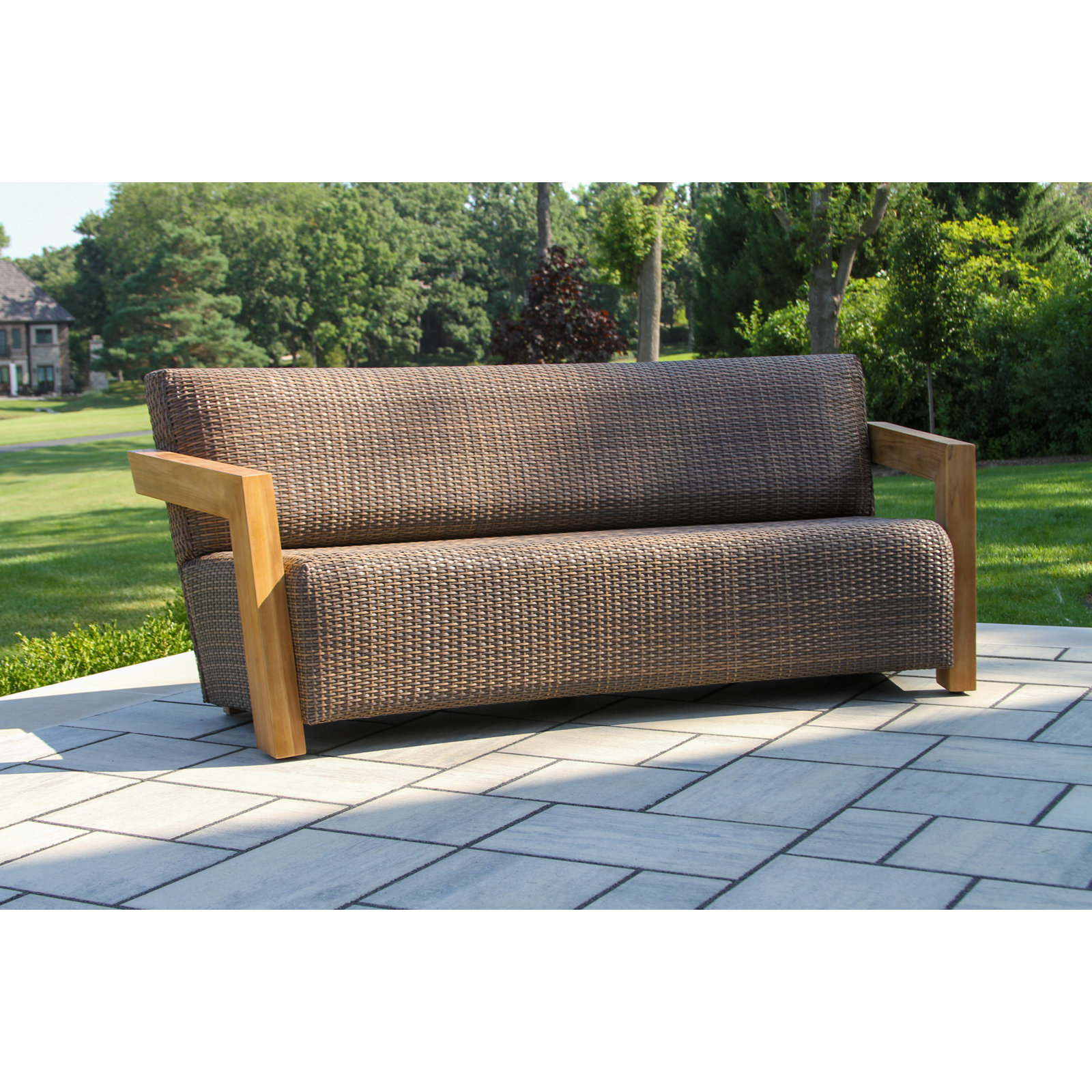 4-Pc. Teak & Wicker Sofa Conversation Set