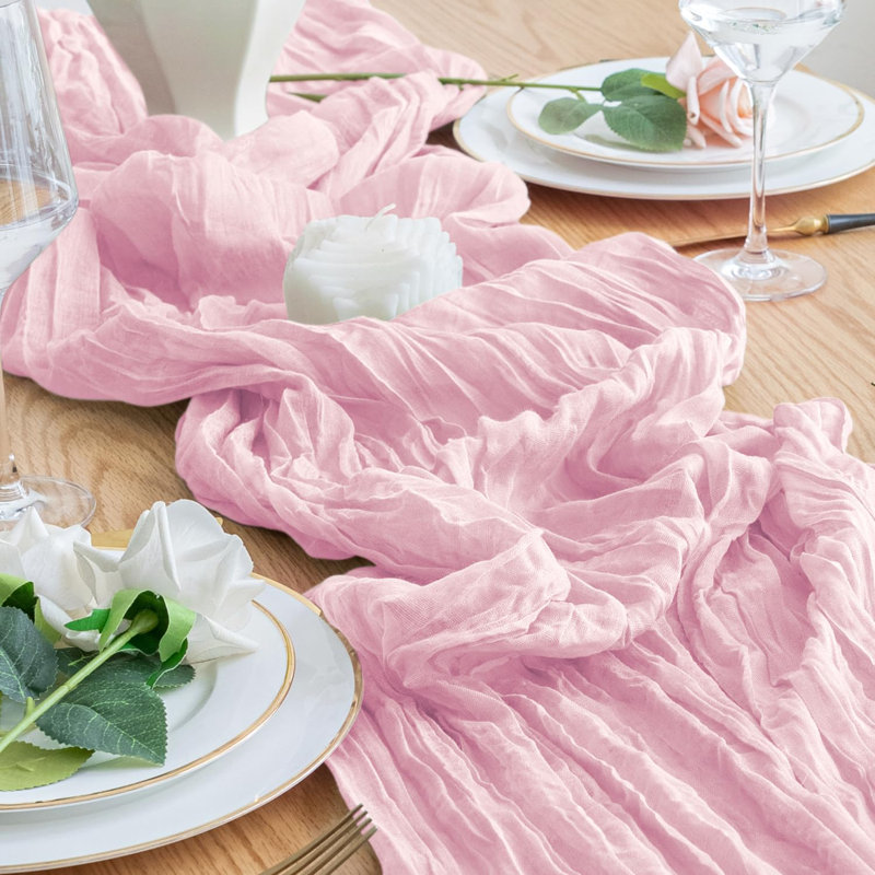 12 PCS chemin de table 10 pièces rouille rose Boho gaze fromage tissu rustique chemin de table diaphane pour le mariage de printemps décoration de fête de mariage