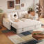 Canapé-lit modulaire en chenille blanc crème avec rangement-532480107