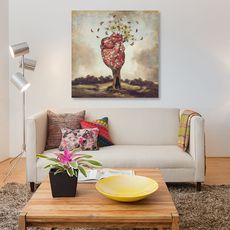 « love tree », reproduction d’impression sur toile, H 12 po x l 12 po x P 1,5 po, Toile tendue, Pas de tapis
