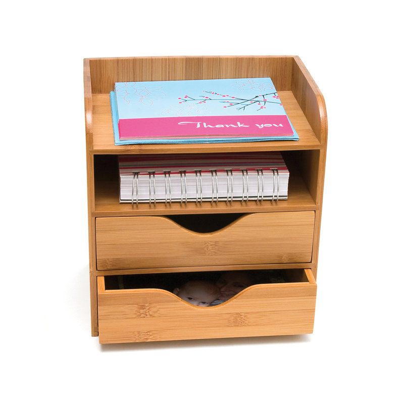 Natural Bamboo 4-Tier Desk and Office Supply Organizer