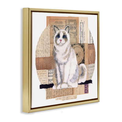 Art mural rétro sur toile, "Collage Cat" par Nancy Overton