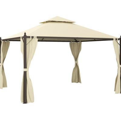 Pavillon de jardin extérieur beige. 10 pi x 12 pi, structure en acier, toit, rideaux d'intimité. Pavillon de jardin polyvalent de 12 pi Structure, rideaux pour l'intimité. Améliore la vie. Beige