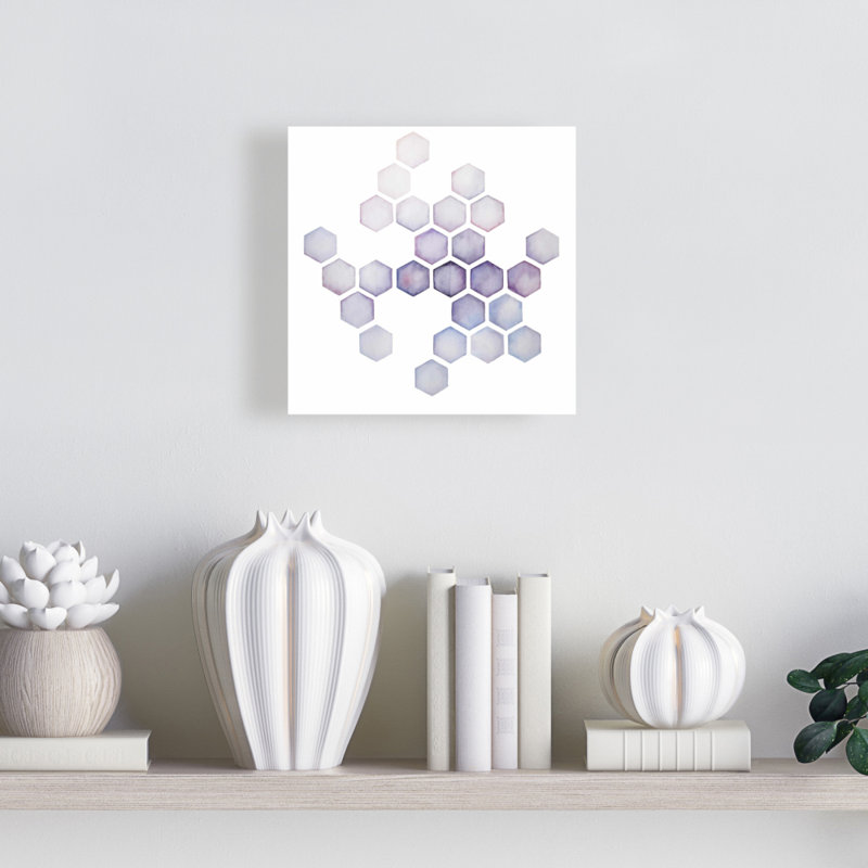Toile lilas minimaliste Alveoli | Décoration de chambre Shapes, H 8 po x l 8 po, Mauve