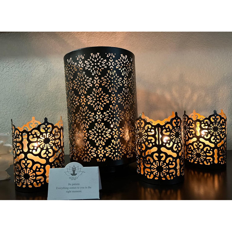 Hosley Set of 2 Diamond Cut Candle Holders Elegant 8 Inch Height Stands for Timeless Ambiance and Versatile Styling Dazzle Your Decor