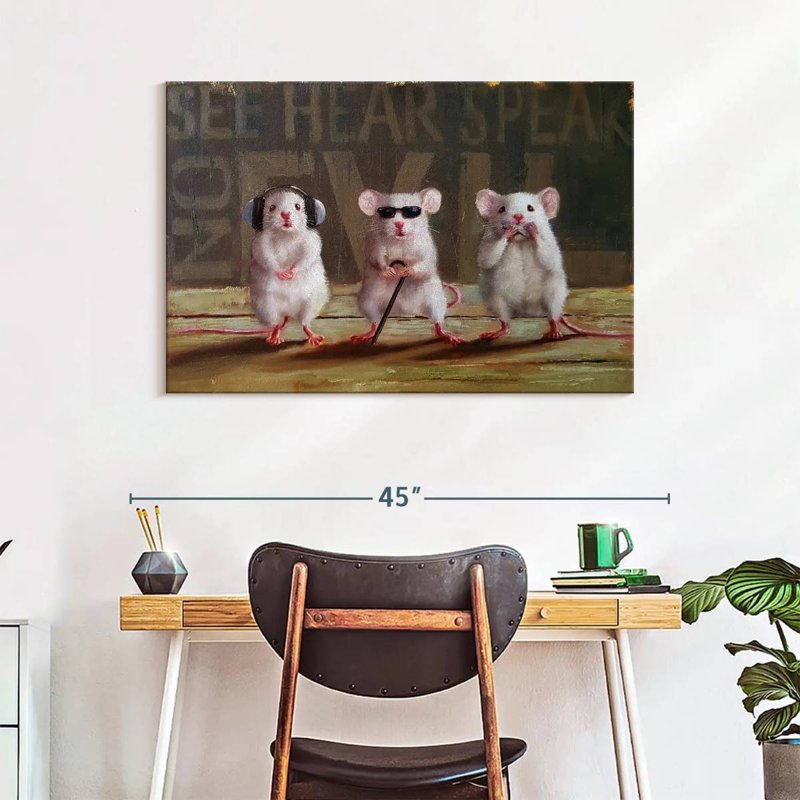 Three Wise Mice, 26" H x 39" W