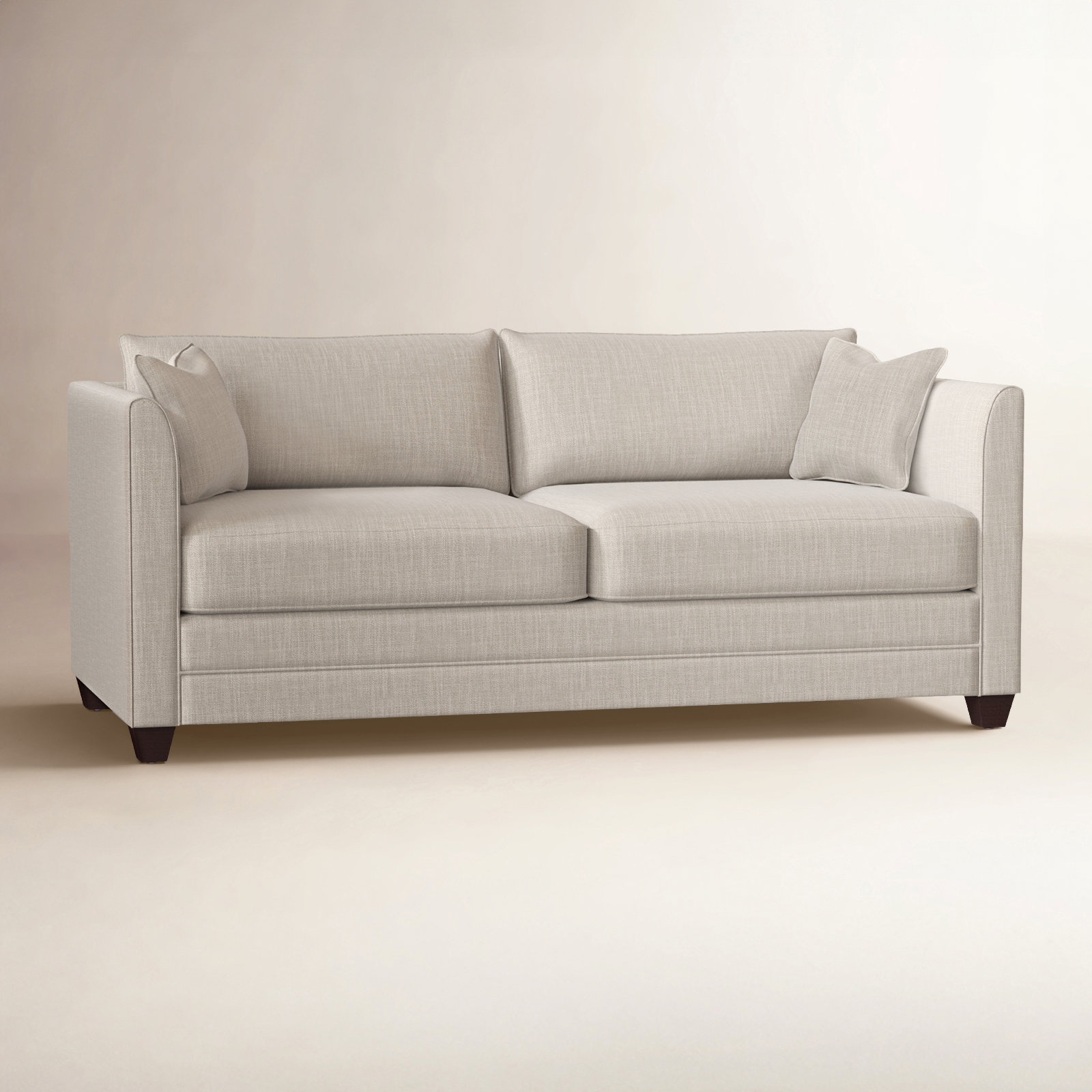 Kodie 76.5'' Upholstered Sofa, Conversation Ivory Basketweave, Dark Walnut