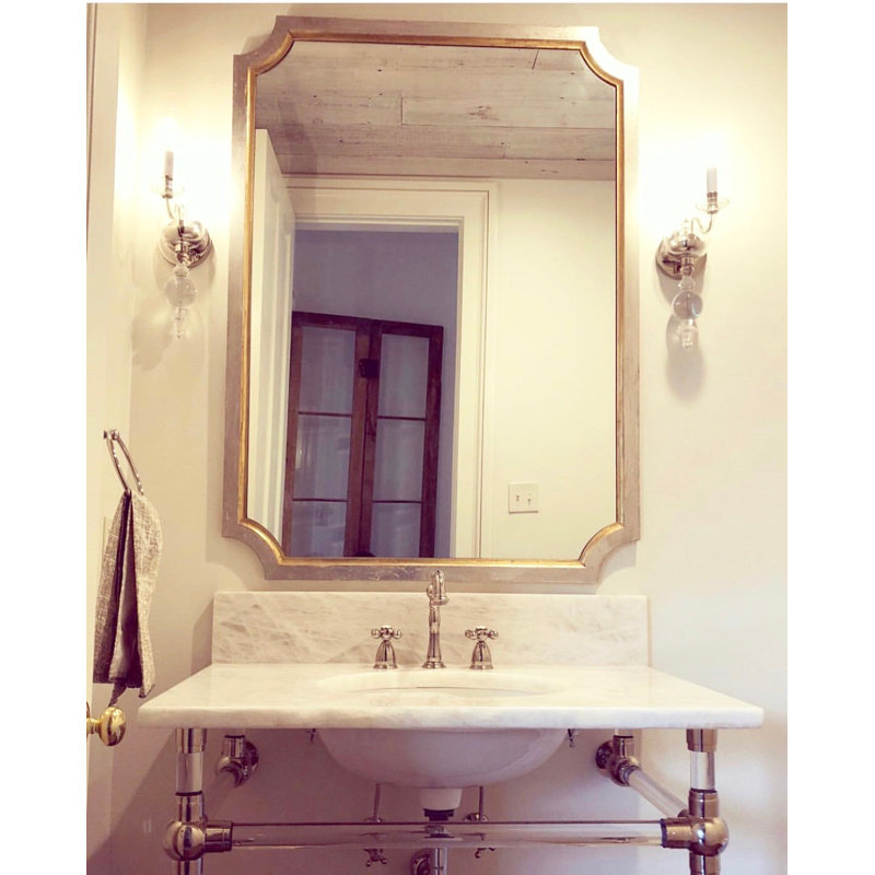 Tulip Rectangle Wall Mirror, Antiqued Silver Leaf/Gold Leaf
