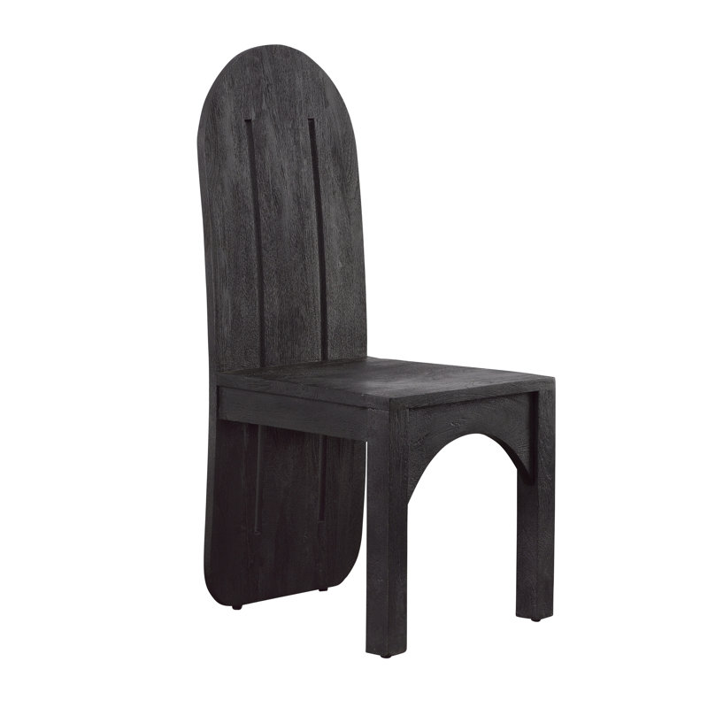 Chaise d'appoint en bois massif Gerlac, Noir
