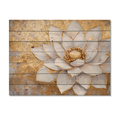 Golden Dream White Dream II - Décoration murale moderne en bois sur bois de pin naturel