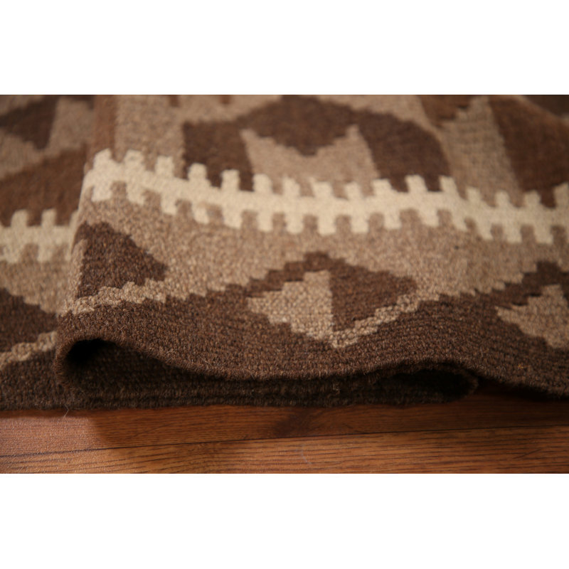 Tapis oriental brun en laine Kilim 3 x 5