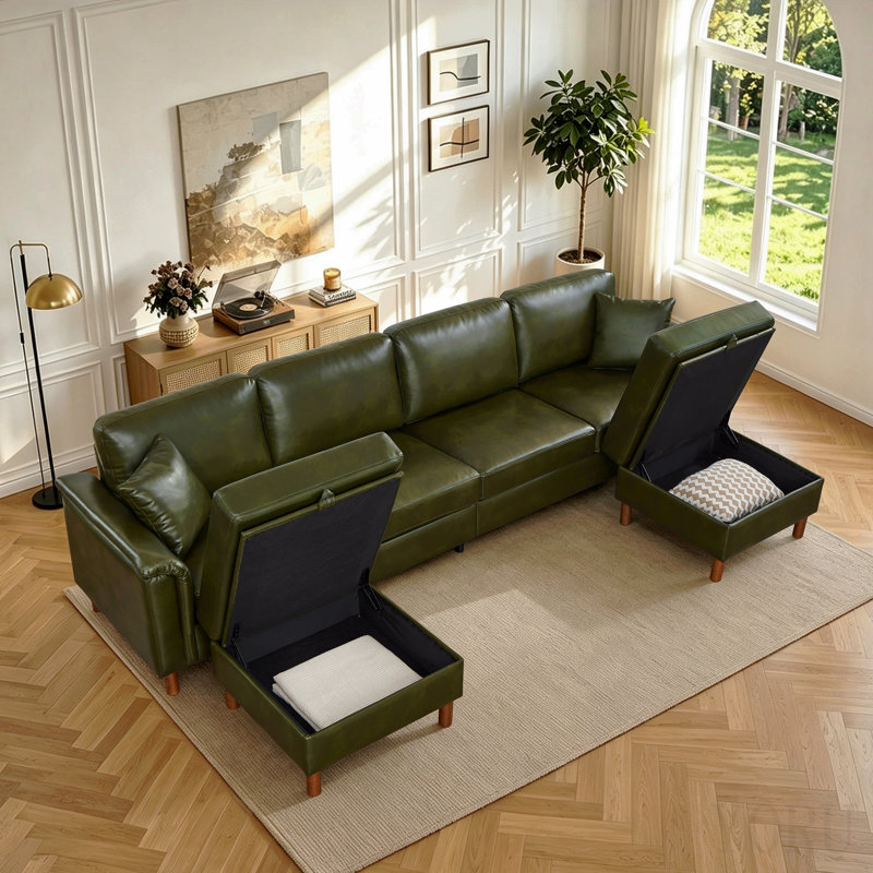 120 " Faux Leather Sofa