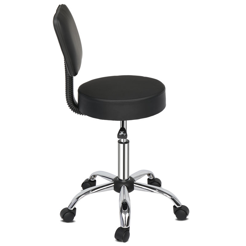 Backed Adjustable Height Ergonomic Lab Stool with Footring Wheels