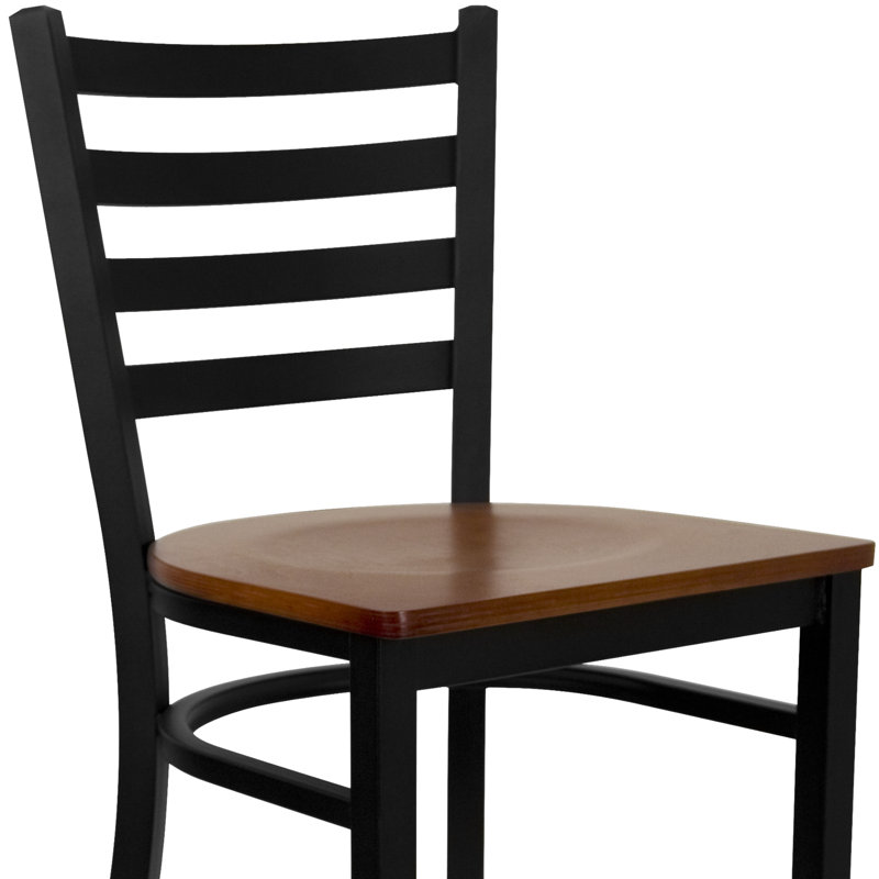 Loughran Ladder Back Metal Restaurant Barstools, Cherry, Black, 1