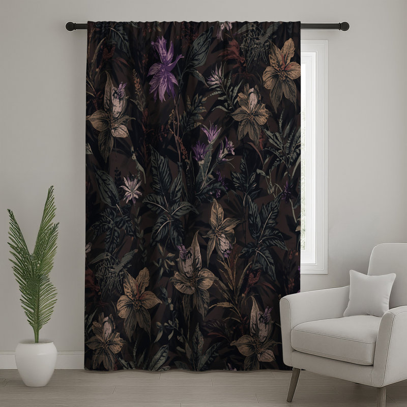 Rideaux et rideaux occultant à motif floral foncé, 50 po x 80 po - 1 panneau, Blockout