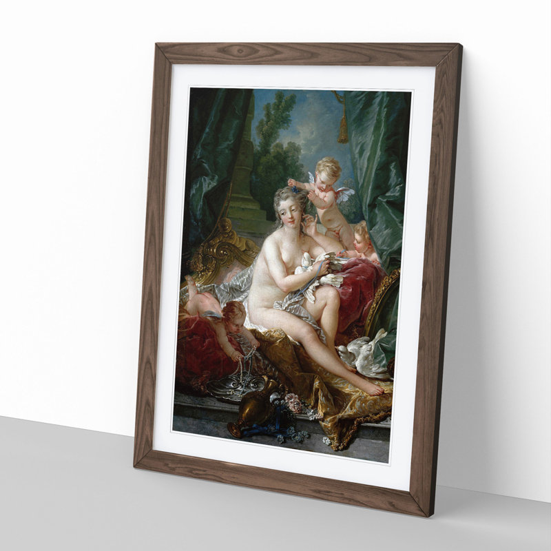 Seated with Cupids by Francois Boucher - Picture Frame Painting, 48cm H x 36cm W x 2cm D, Walnut Framed