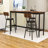 Long 4-Piece Dining Table Set with 3 PU Upholstered Stools-1334950545-1334950766