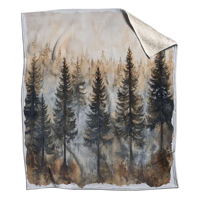 Misty Forest Landscape Blankets, 60in W x 80in H