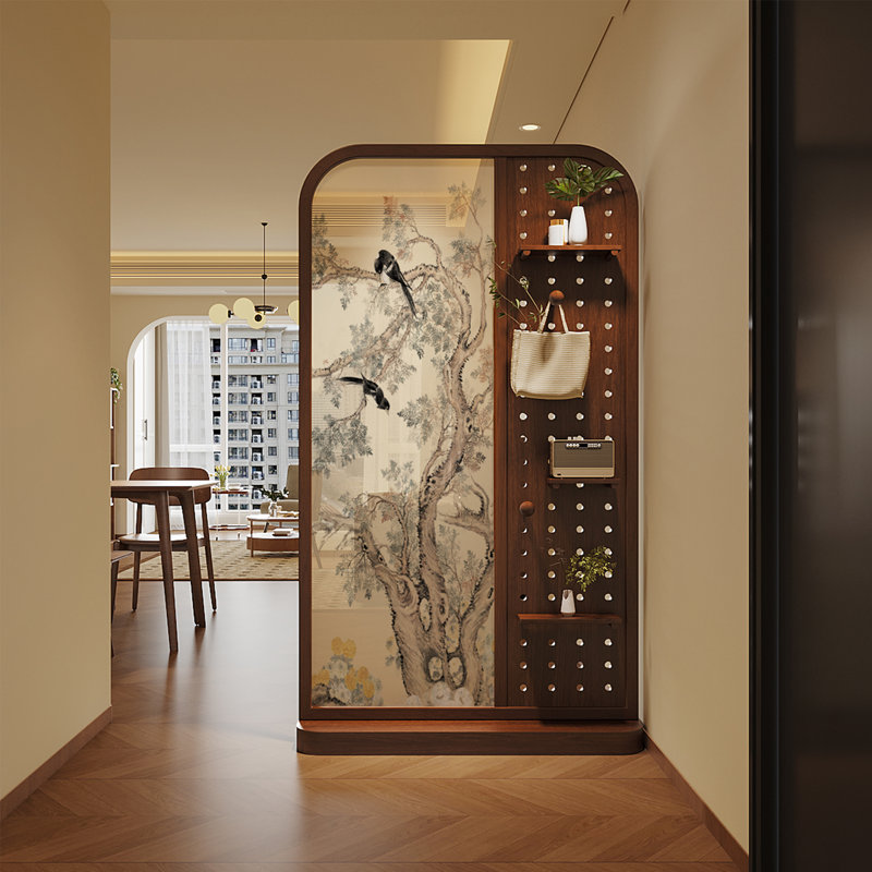 Walnut Entryway Screen Divider, 70.87" H x 39.37" W x 1.57" D