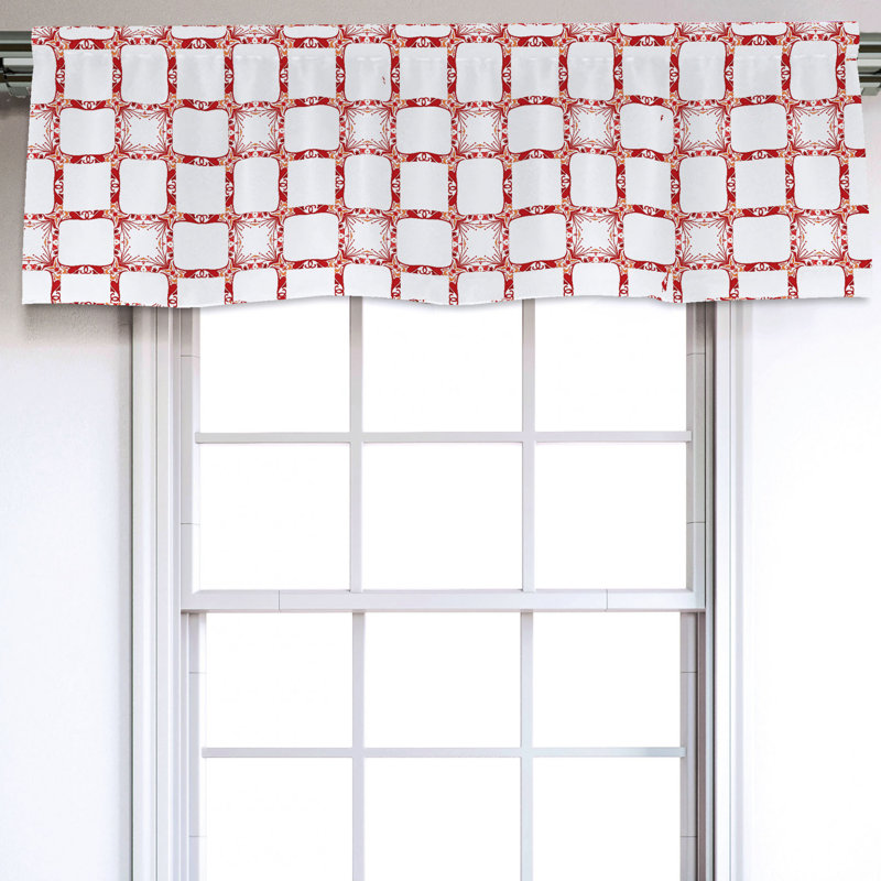 Sateen Geometric Ruffled Window Valance