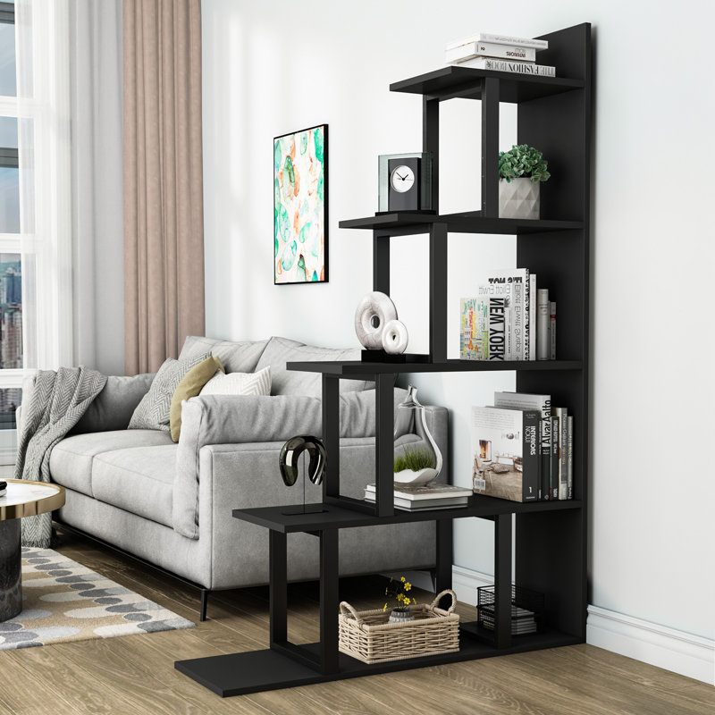 Amill Corner Shelf Unit，Set of 2 Ladder Shelving Unit, Black