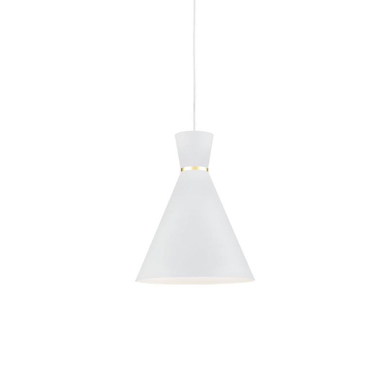 Luminaire suspendu conique simple Vanderbilt, Blanc/doré, Blanc/doré