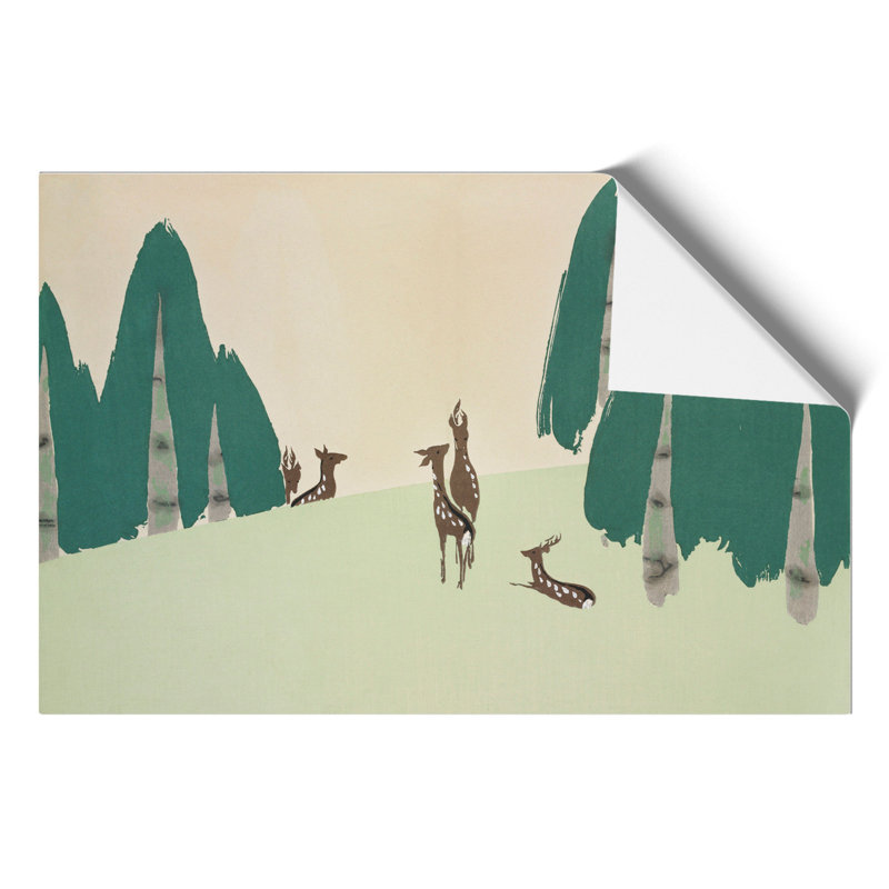 Deer by Kamisaka Sekka - Frameless Print, 42cm H x 59cm W x 0.1cm D