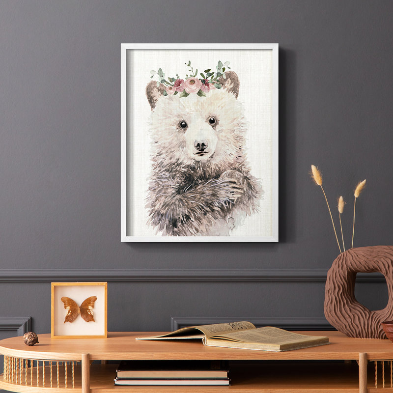 Dressy Cub Framed Print - Solid Wood, White, 10" H x 8" W