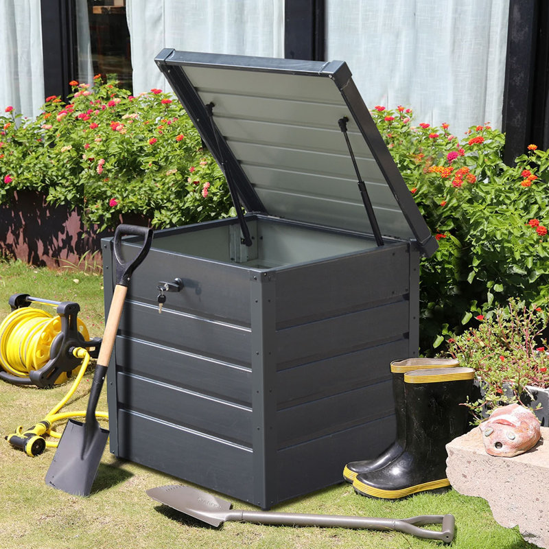 Alpen Home Folcroft 72cm W 200L Water Resistant Metal Lockable Deck Box in Black