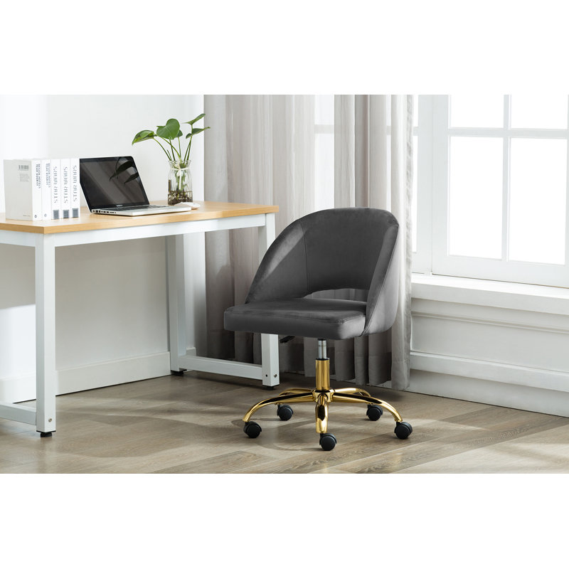 Shauna Velvet Office Chair, Grey