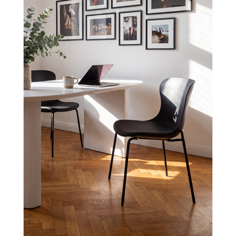 46cm H Upholstered Side Chair, Black, Black, Black
