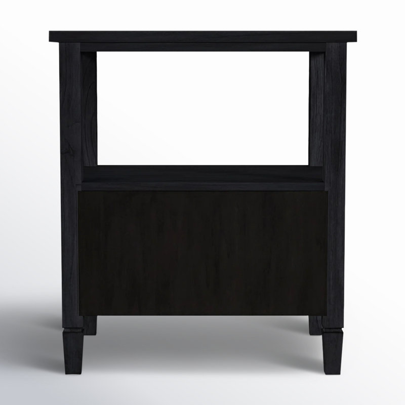 Flagstaff 1-Drawer Cane Nightstand, Washed Black
