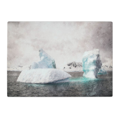 Two Icebergs in Antartica Painting Chopping Board