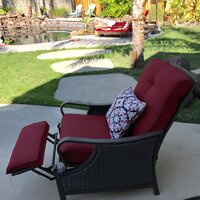 Craighead Luxury Recliner Patio Chair with Cushions Alcott Hill Cushion Color: Crimson Red