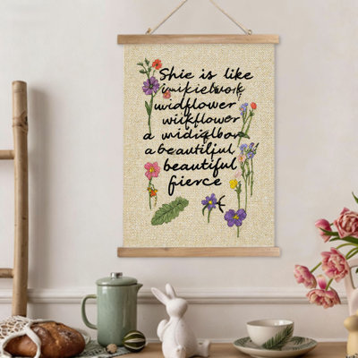 Citation encastrée en bois sauvage, art mural volute suspendue, 16 x 24, Wildflower