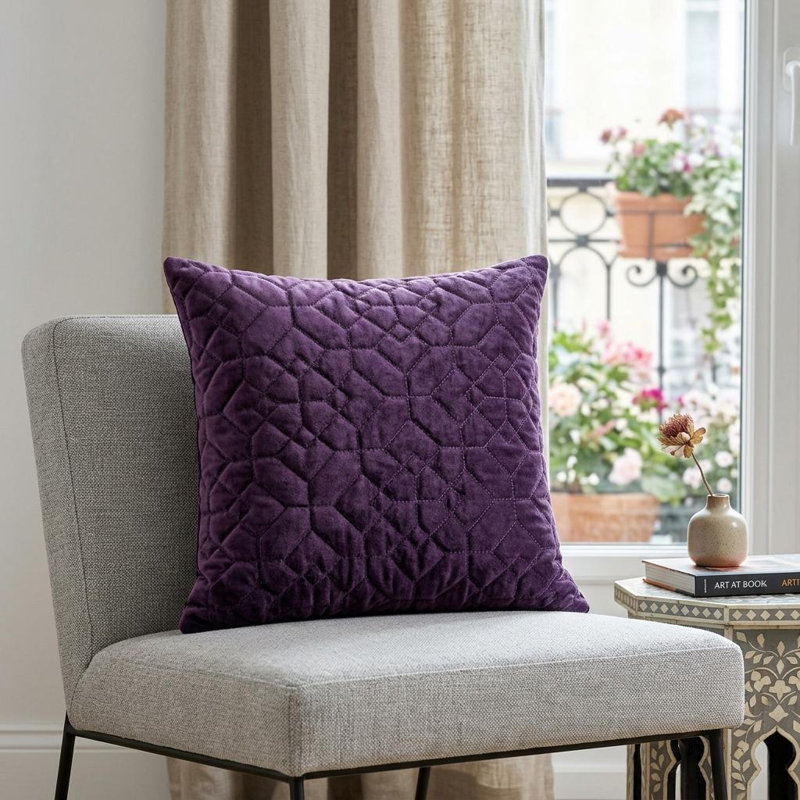 Coussin décoratif matelassé Sora, Mauve