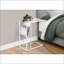 Cuir blanc en forme de C & amp; Table basse en métal pour le salon, plateau en verre facile à nettoyer avec rangement pour magazines
