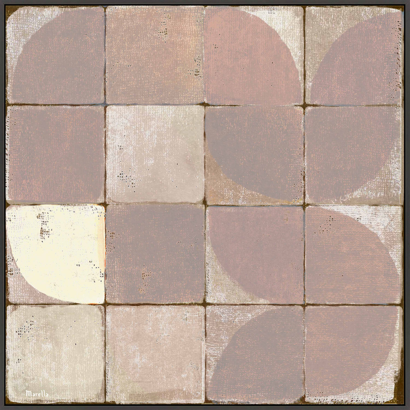Tiles 3 by Marco Marella for Studio M - Framed Wall Art, Canvas, Black, 16" H x 16" W