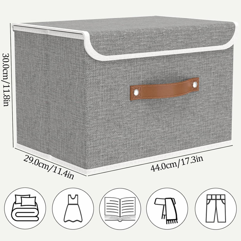 17 Stories Fabric Bin, 30cm H x 29cm W x 44cm D, 2, Grey