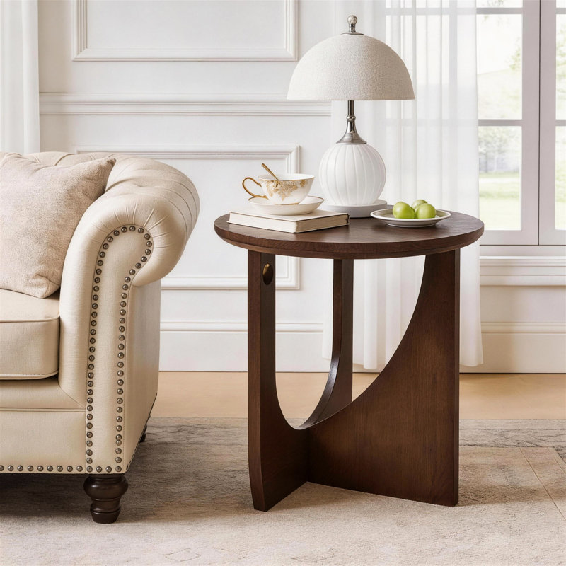Simple Accent Table, 100% Solid No , Round Side Table For Natural Wooden End And Rustic Finish, 20.13 Inches Tall Bedroom