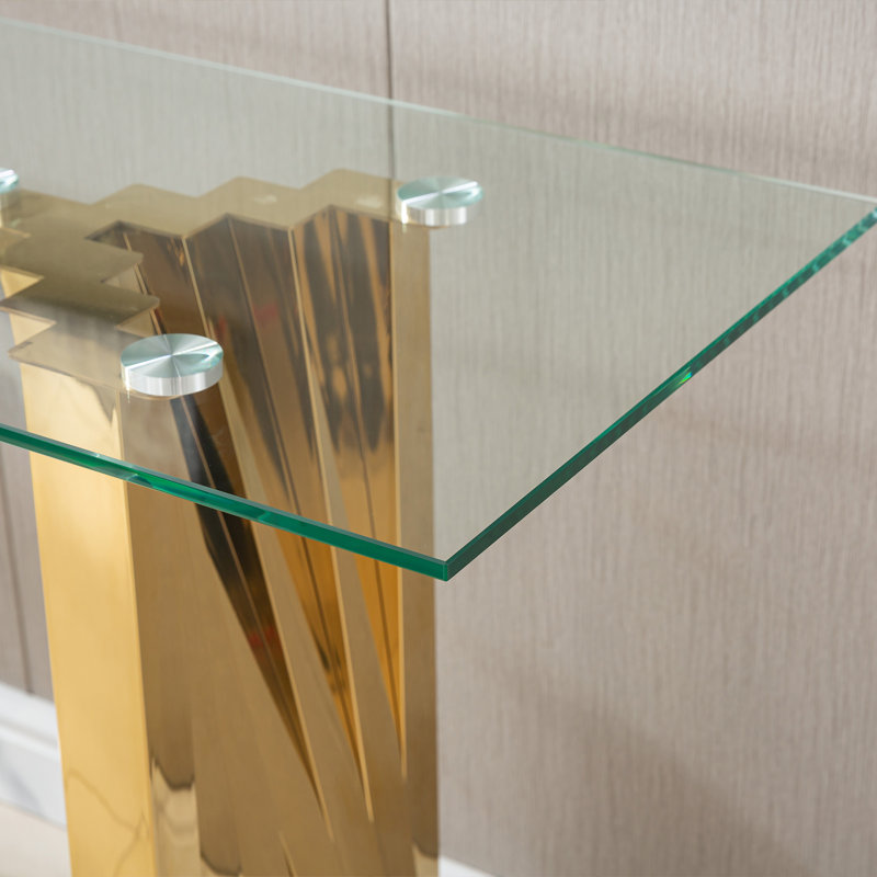 Glass Top Console Table, Gold